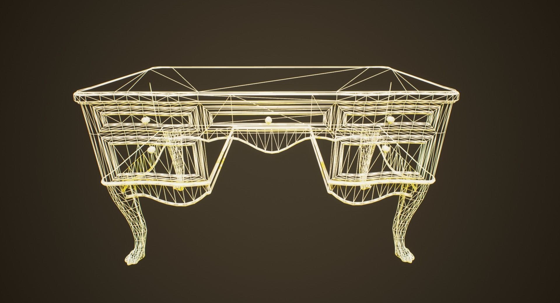 Antique Desk - PBR Game Ready Low-poly 3D model_5