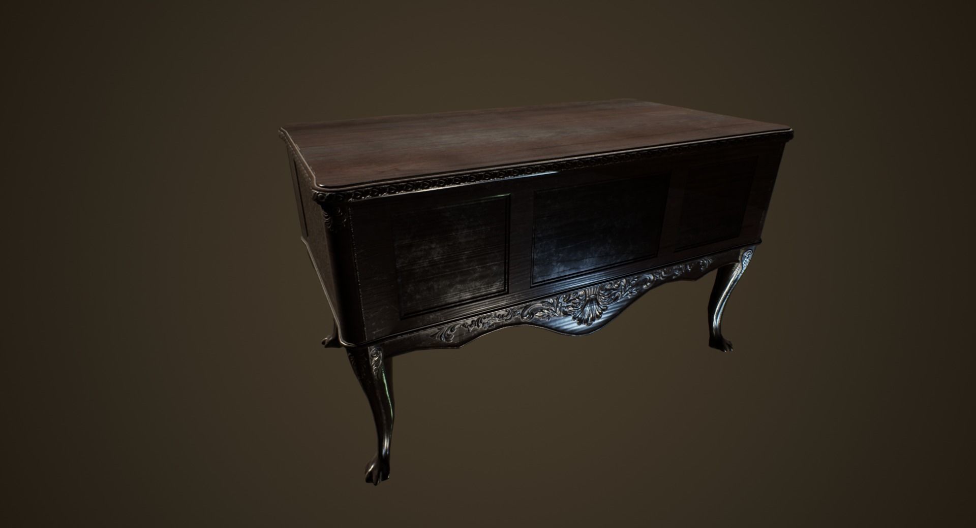 Antique Desk - PBR Game Ready Low-poly 3D model_4