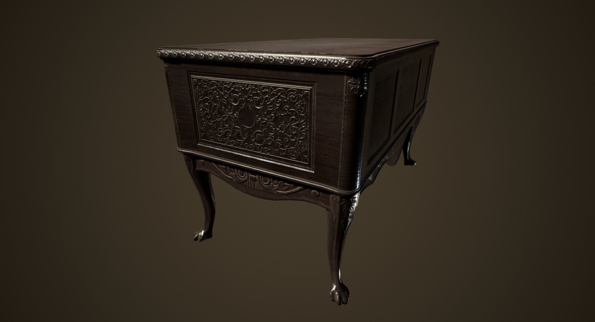 Antique Desk - PBR Game Ready Low-poly 3D model_3