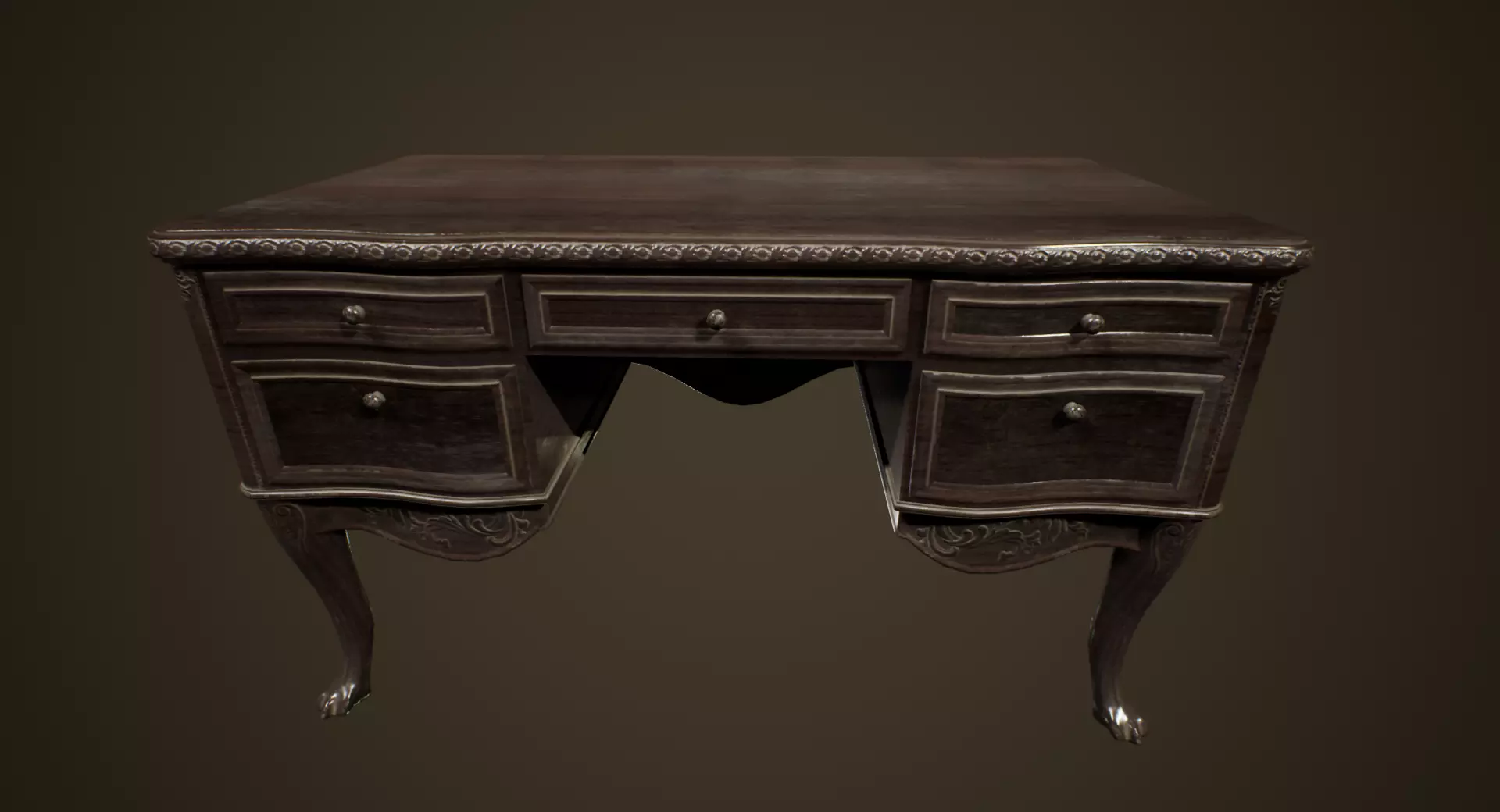 Antique Desk - PBR Game Ready Low-poly 3D model_0