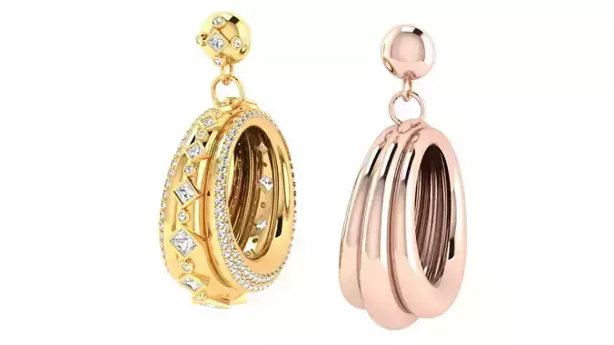 Earrings hoops Three waves