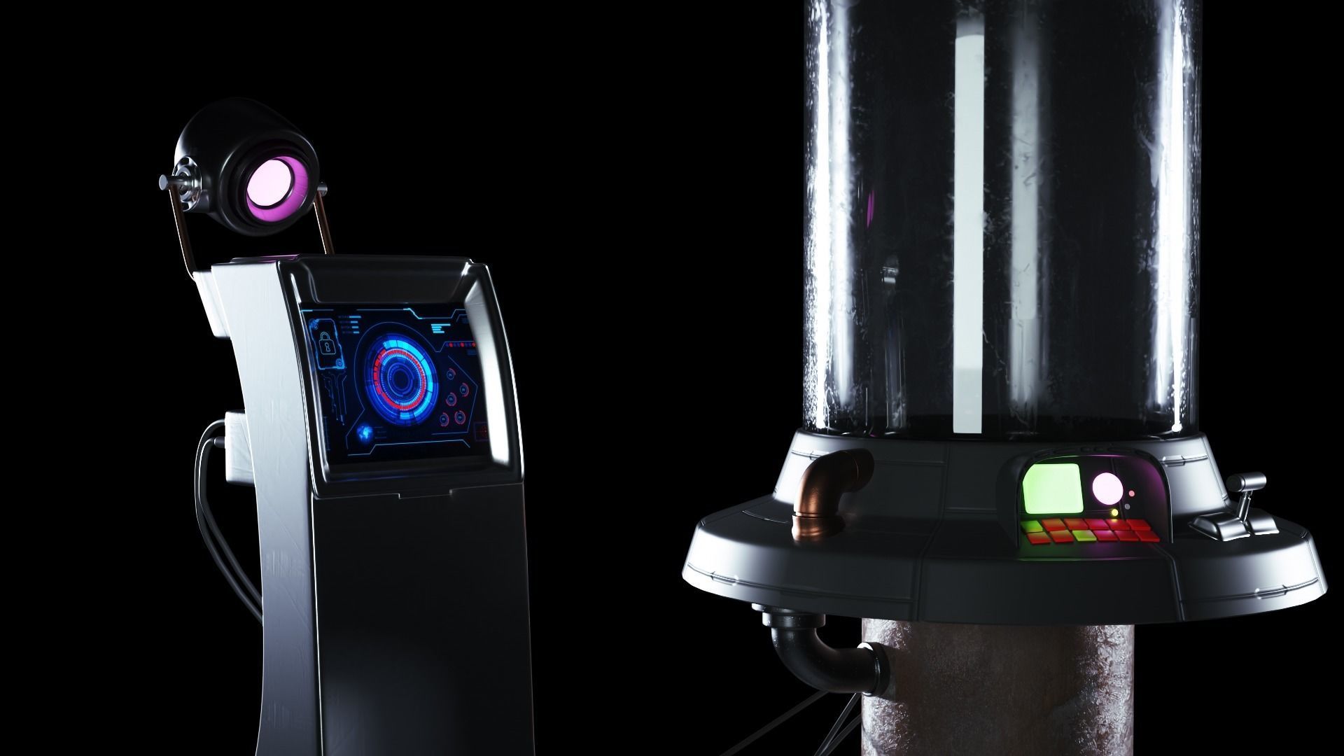 Sci-Fi Capsule Cyberpunk Laboratory 3D model Low-poly 3D model_1