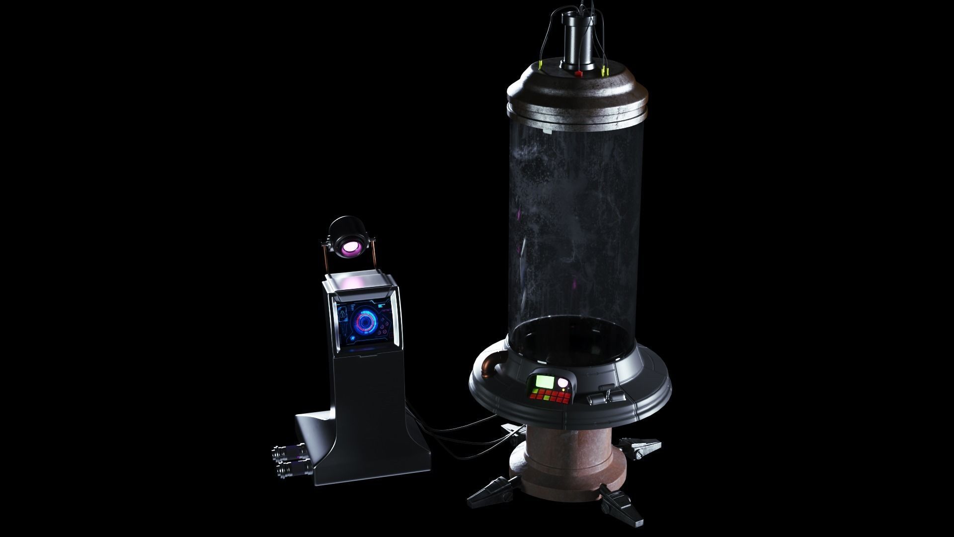 Sci-Fi Capsule Cyberpunk Laboratory 3D model Low-poly 3D model_7