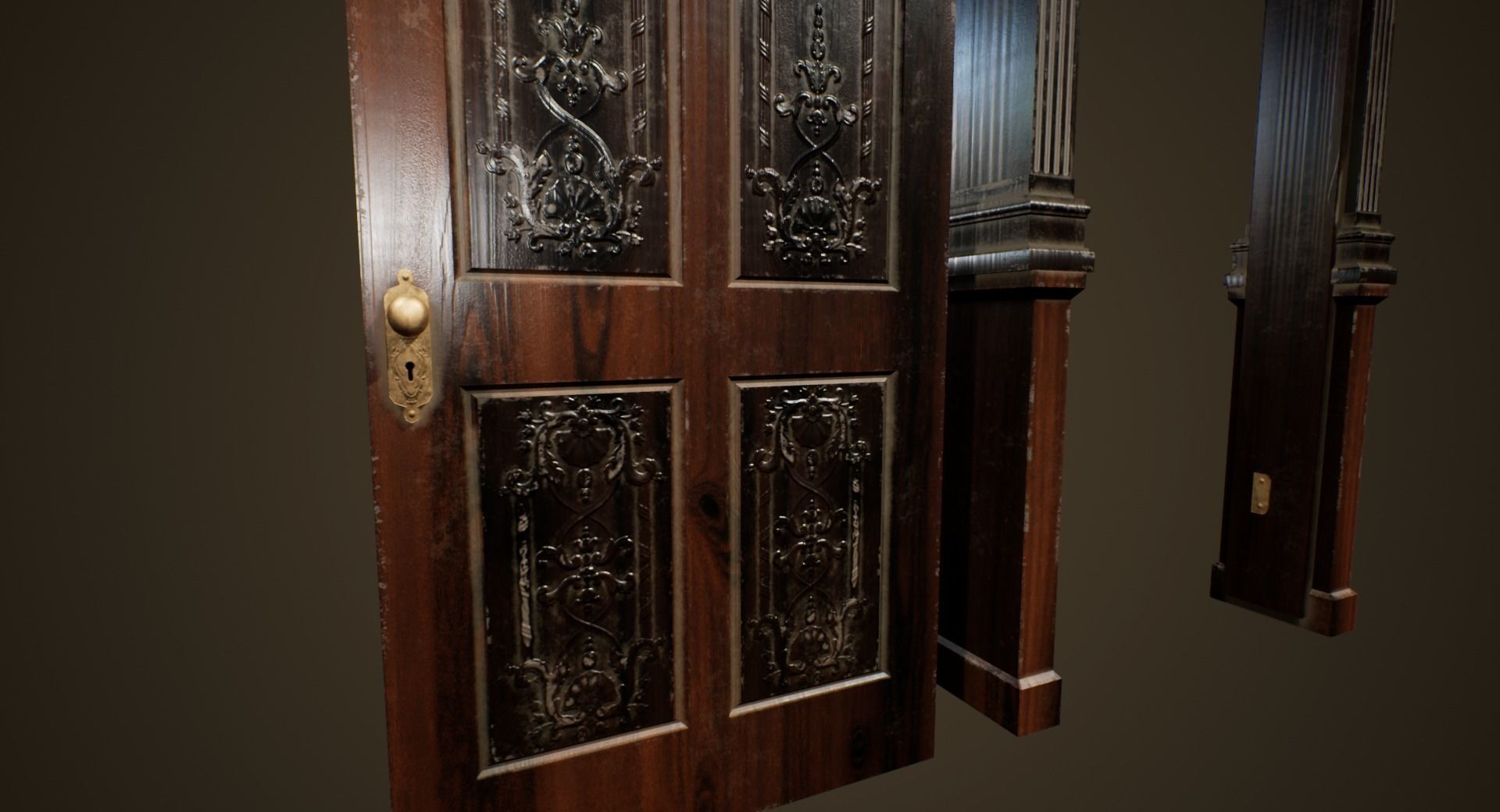 Antique Door - PBR Game Ready Low-poly 3D model_2