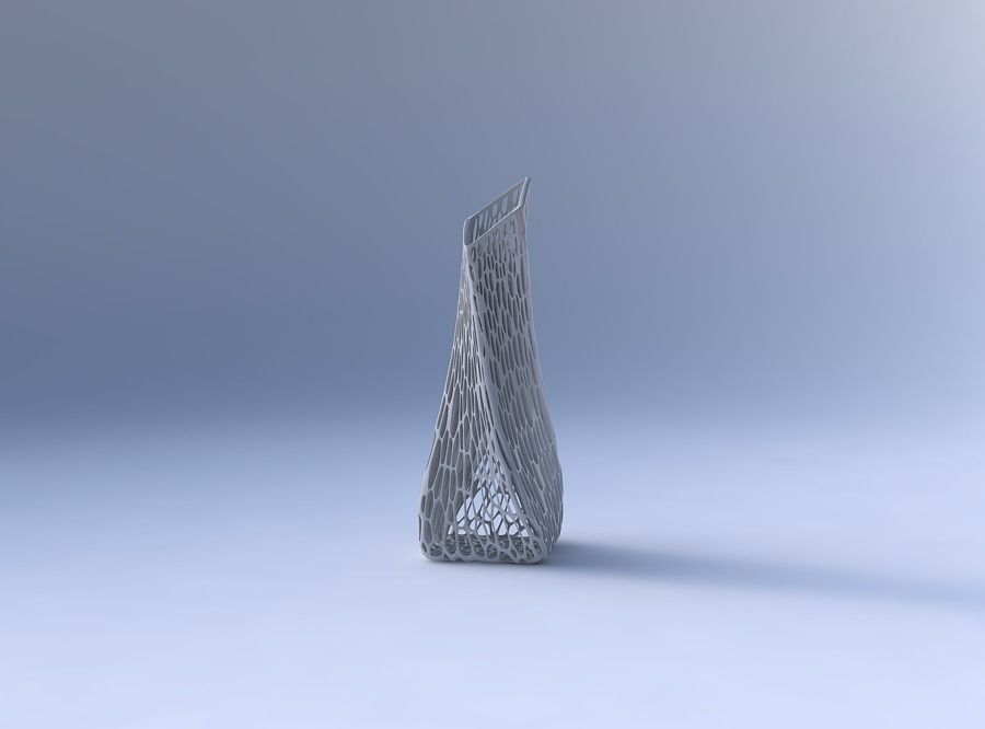Vase twisted squeezed and bent rectangle 2 with organic latti... 3D print model_4