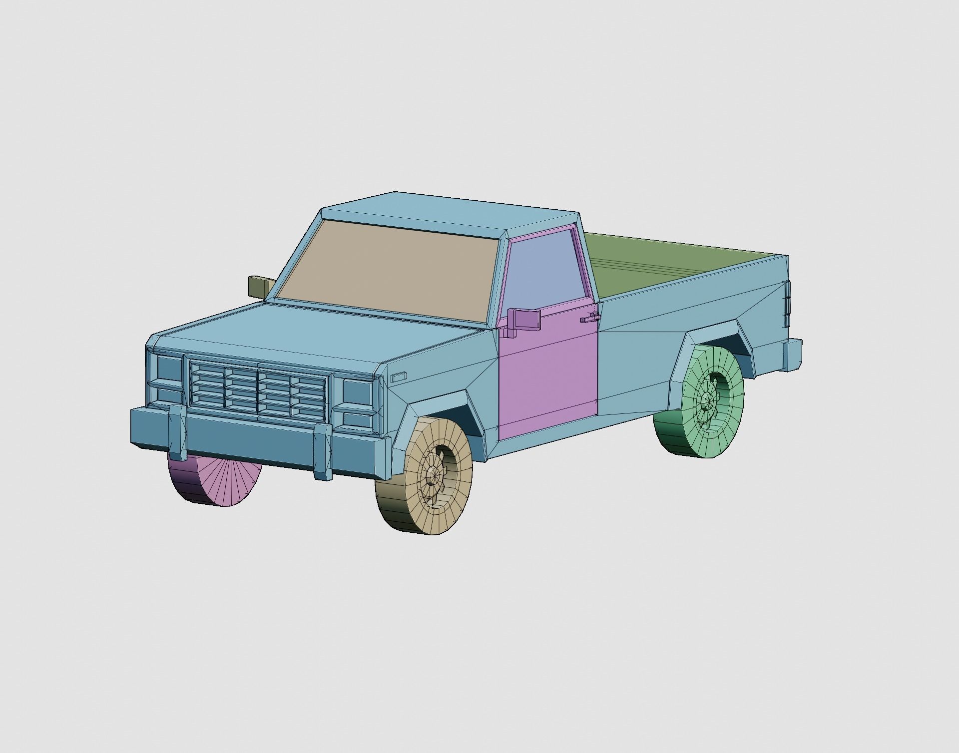 Stylized Cartoon Pickup Vehicle  Low-poly 3D model_8