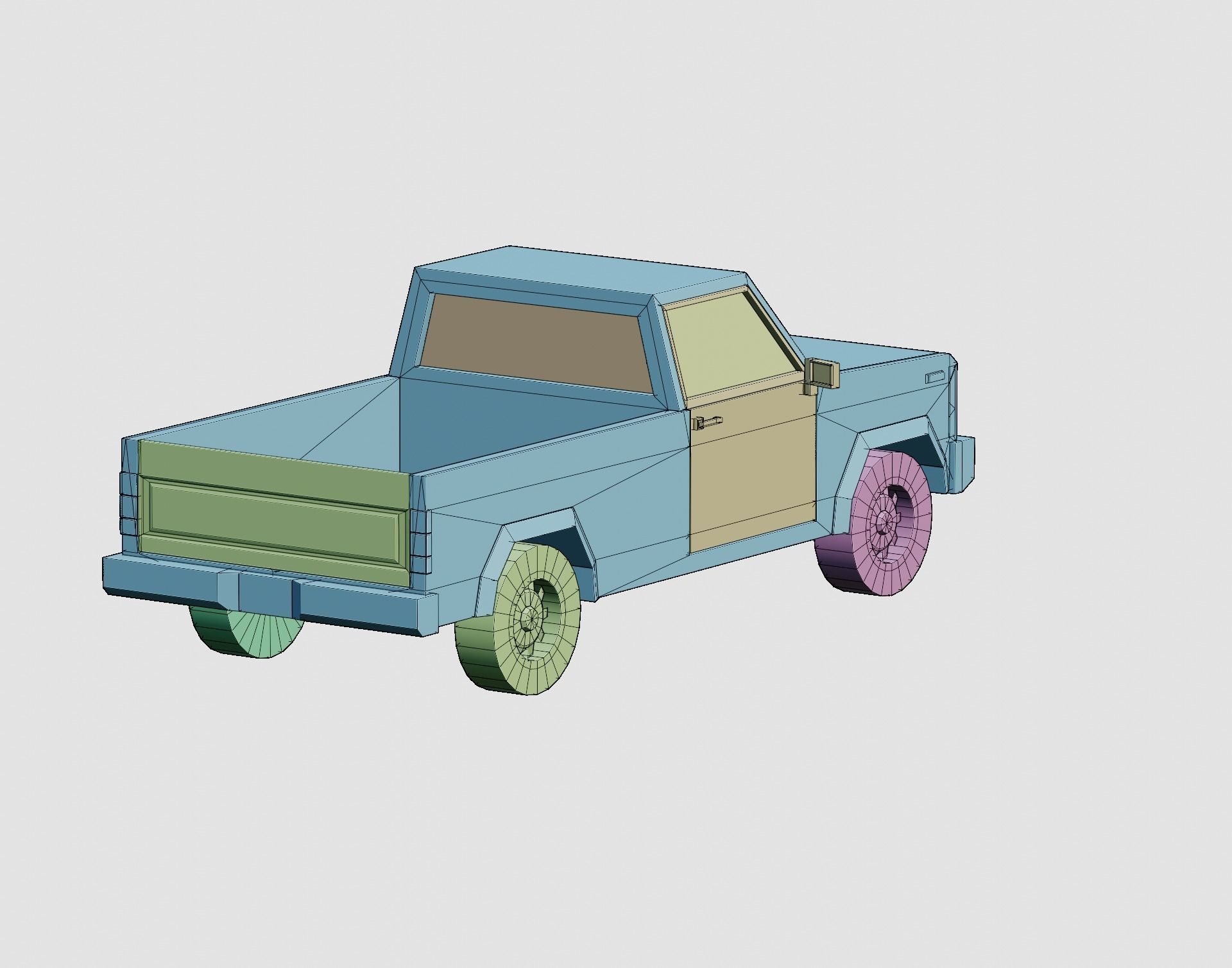 Stylized Cartoon Pickup Vehicle  Low-poly 3D model_9