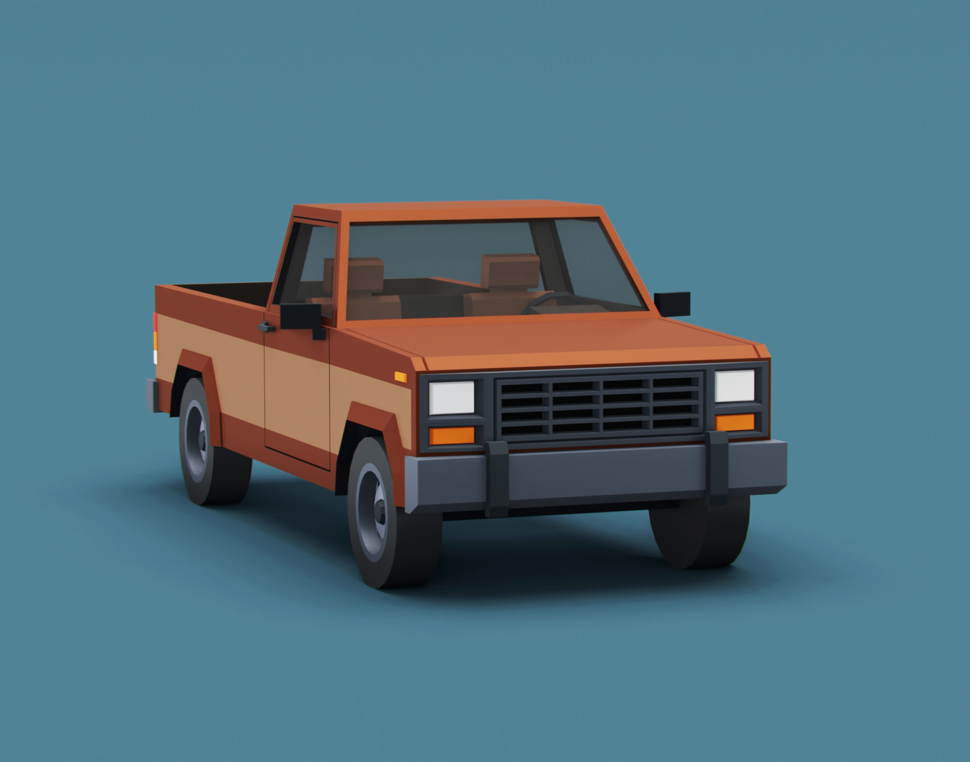 Stylized Cartoon Pickup Vehicle  Low-poly 3D model_3