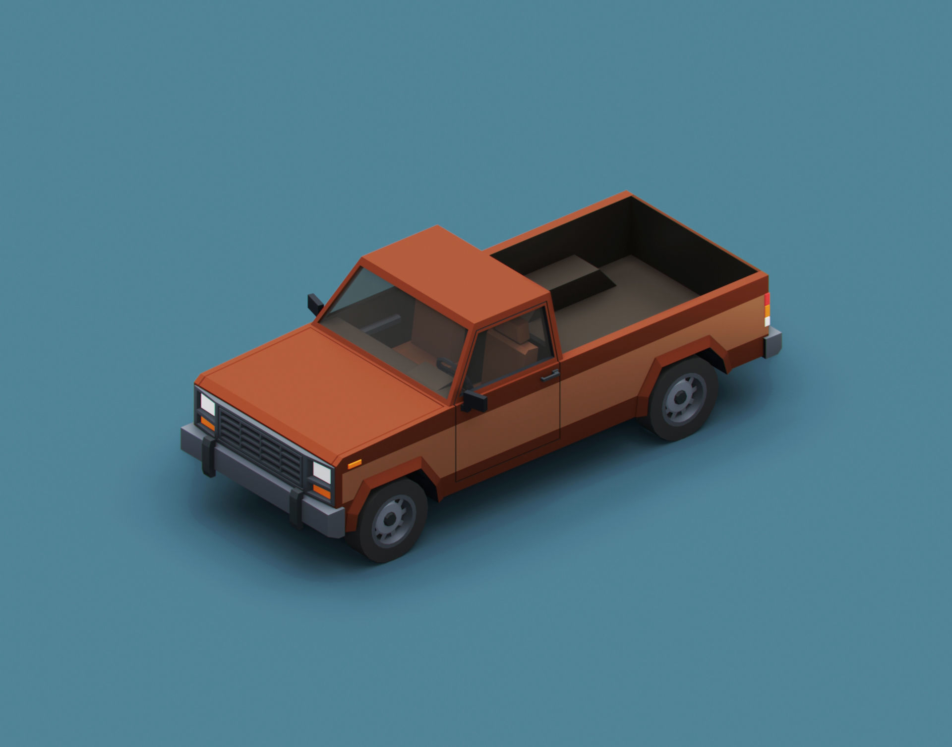 Stylized Cartoon Pickup Vehicle  Low-poly 3D model_4