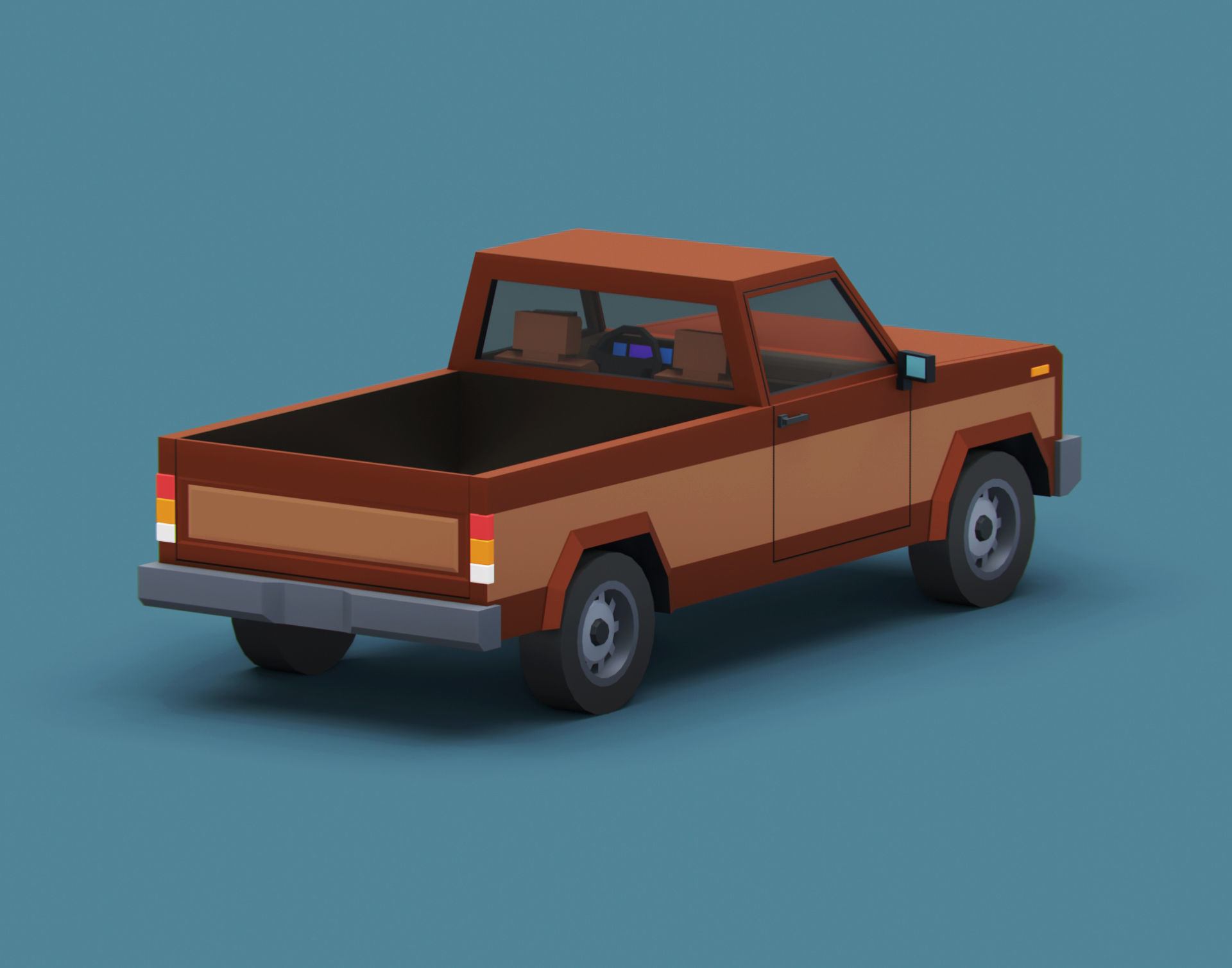 Stylized Cartoon Pickup Vehicle  Low-poly 3D model_1