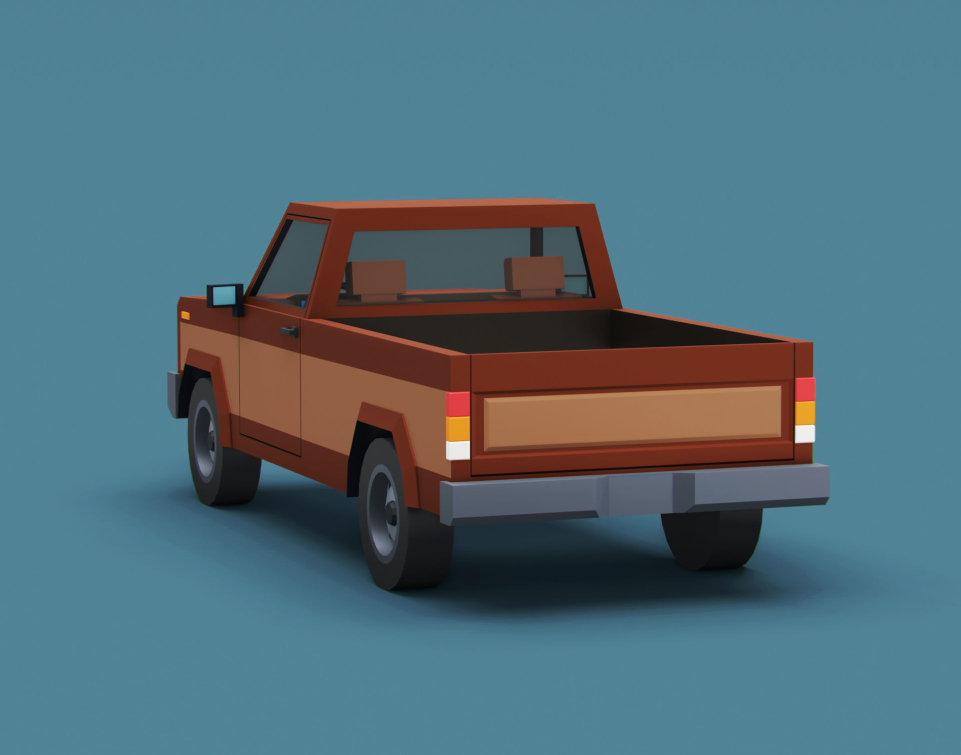 Stylized Cartoon Pickup Vehicle  Low-poly 3D model_6