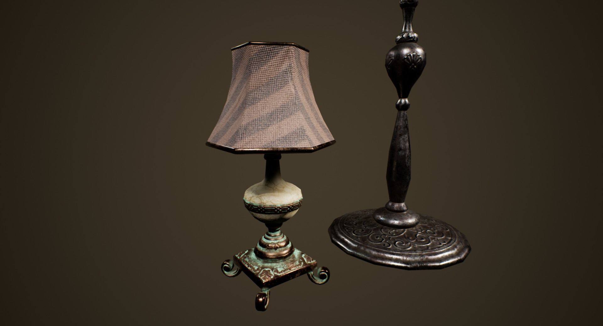 Antique Lamps - PBR Game Ready Low-poly 3D model_2
