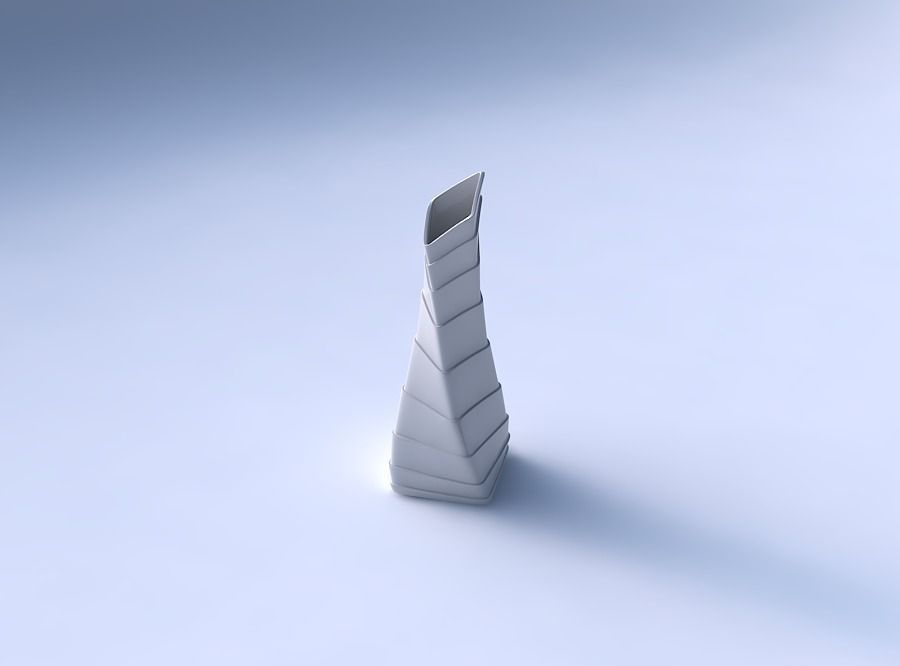 Vase twisted squeezed and bent rectangle 2 with horizontal la... 3D print model_3