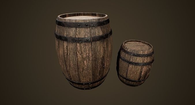 Barrels - PBR Game Ready two wooden Low-poly 3D model