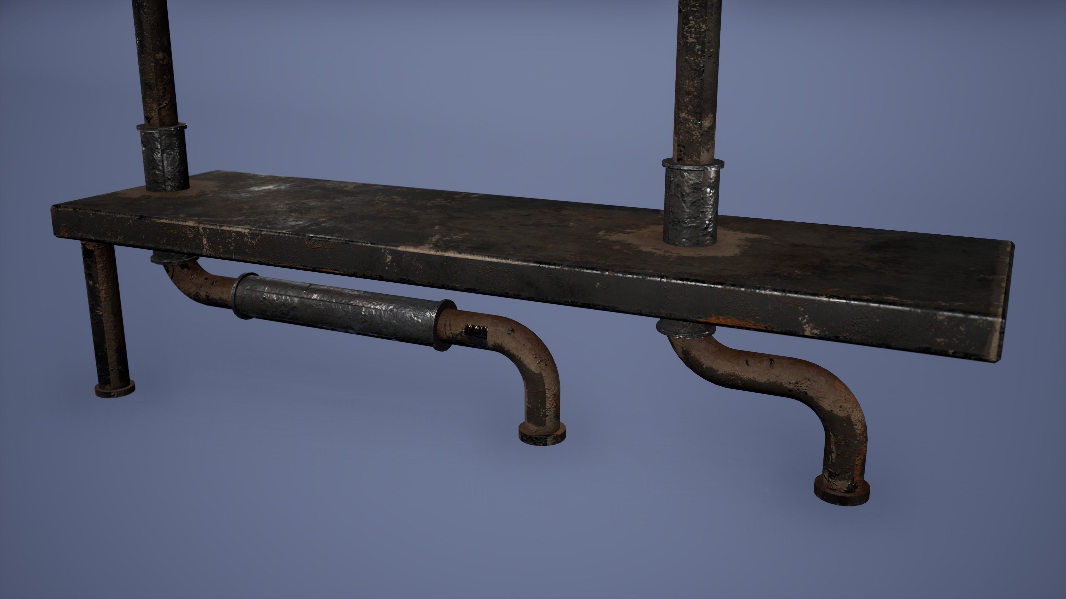 Metro Bus Stop Low Poly Game Ready Low-poly 3D model_3