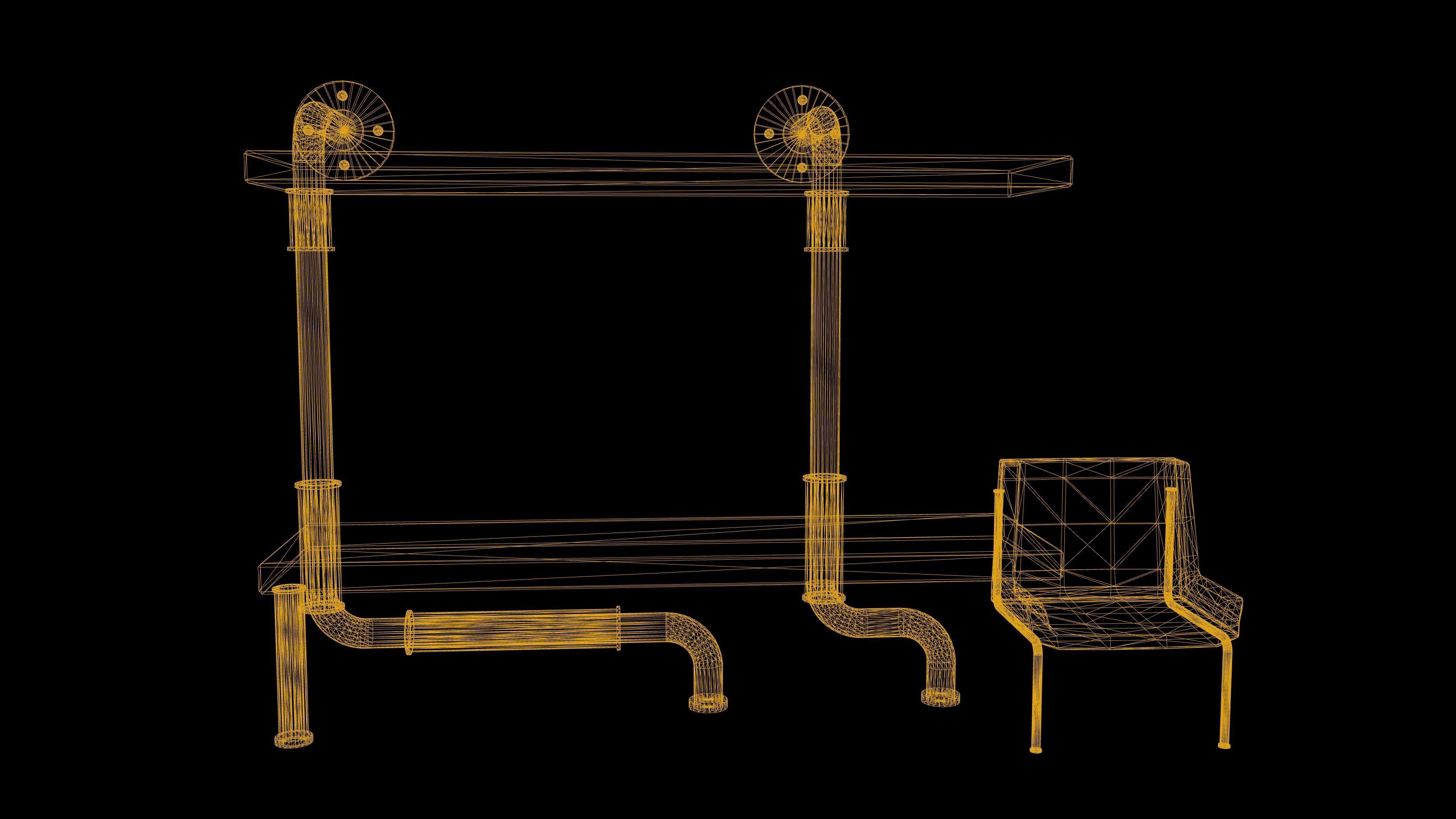 Metro Bus Stop Low Poly Game Ready Low-poly 3D model_2