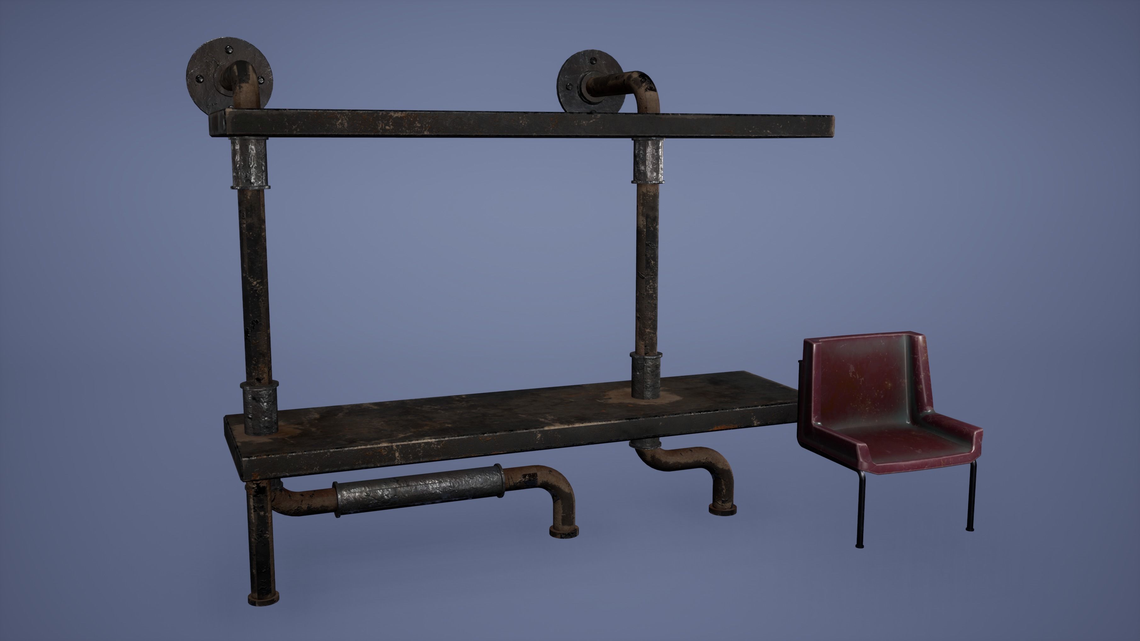 Metro Bus Stop Low Poly Game Ready Low-poly 3D model_1