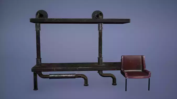 Metro Bus Stop Low Poly Game Ready