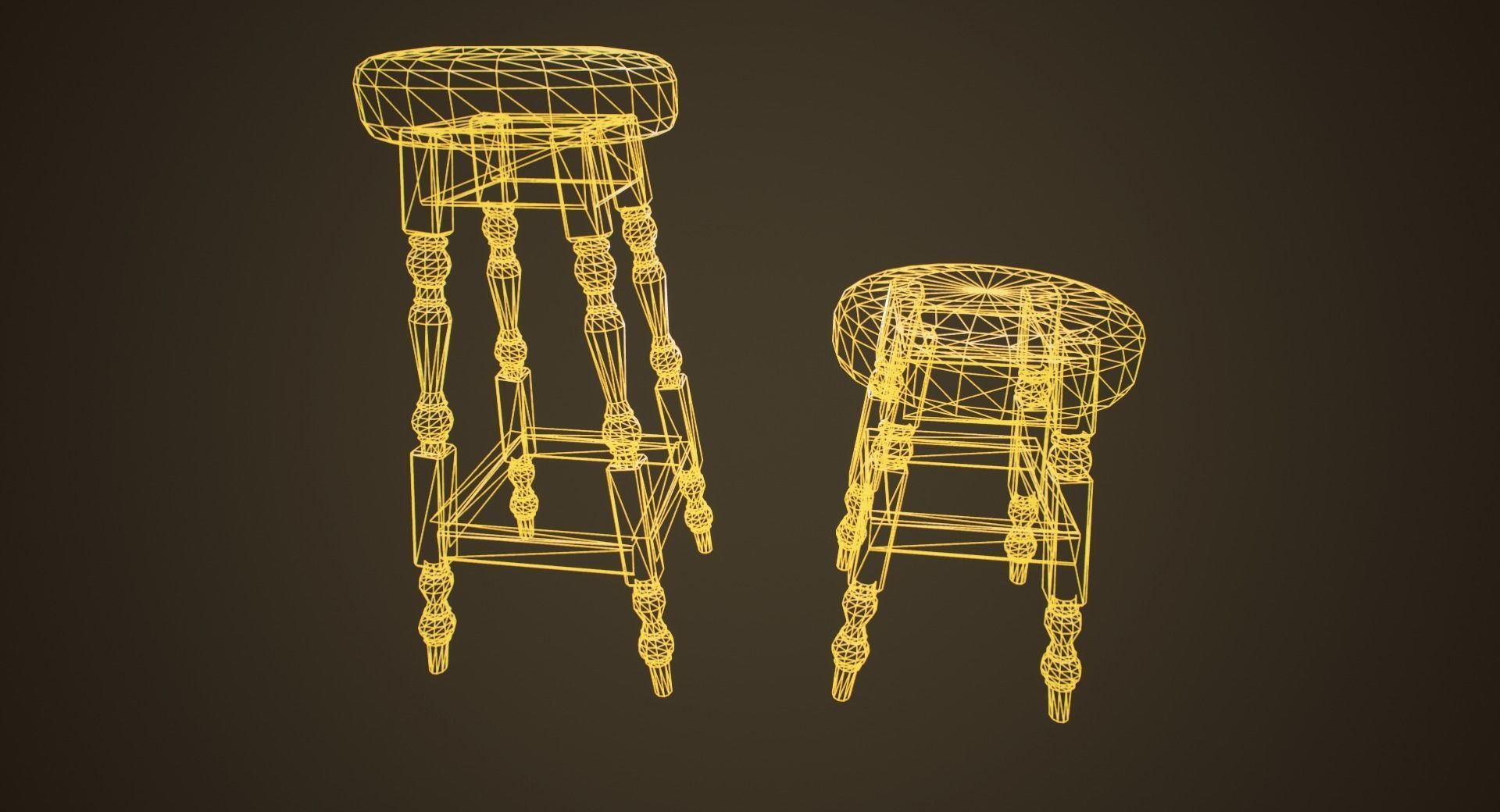 Bar Chairs - PBR Game Ready Low-poly 3D model_4