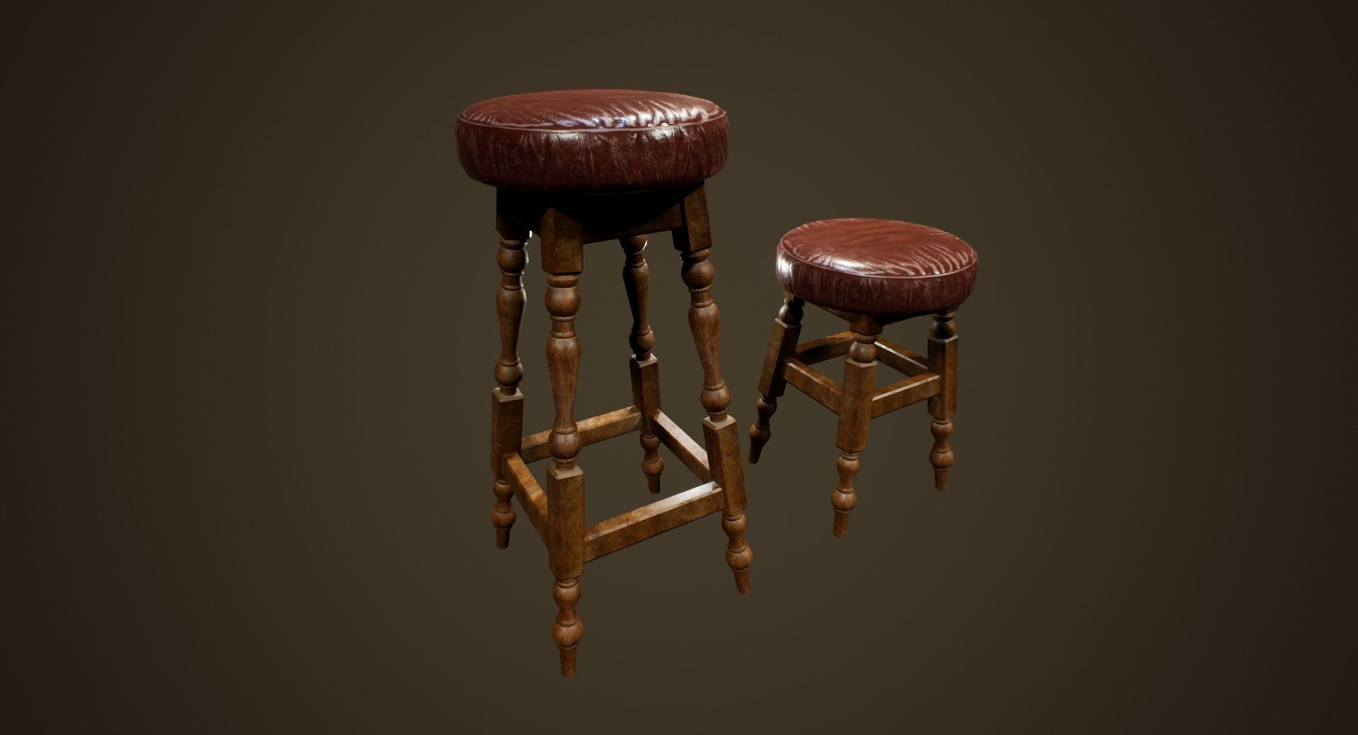 Bar Chairs - PBR Game Ready Low-poly 3D model_1