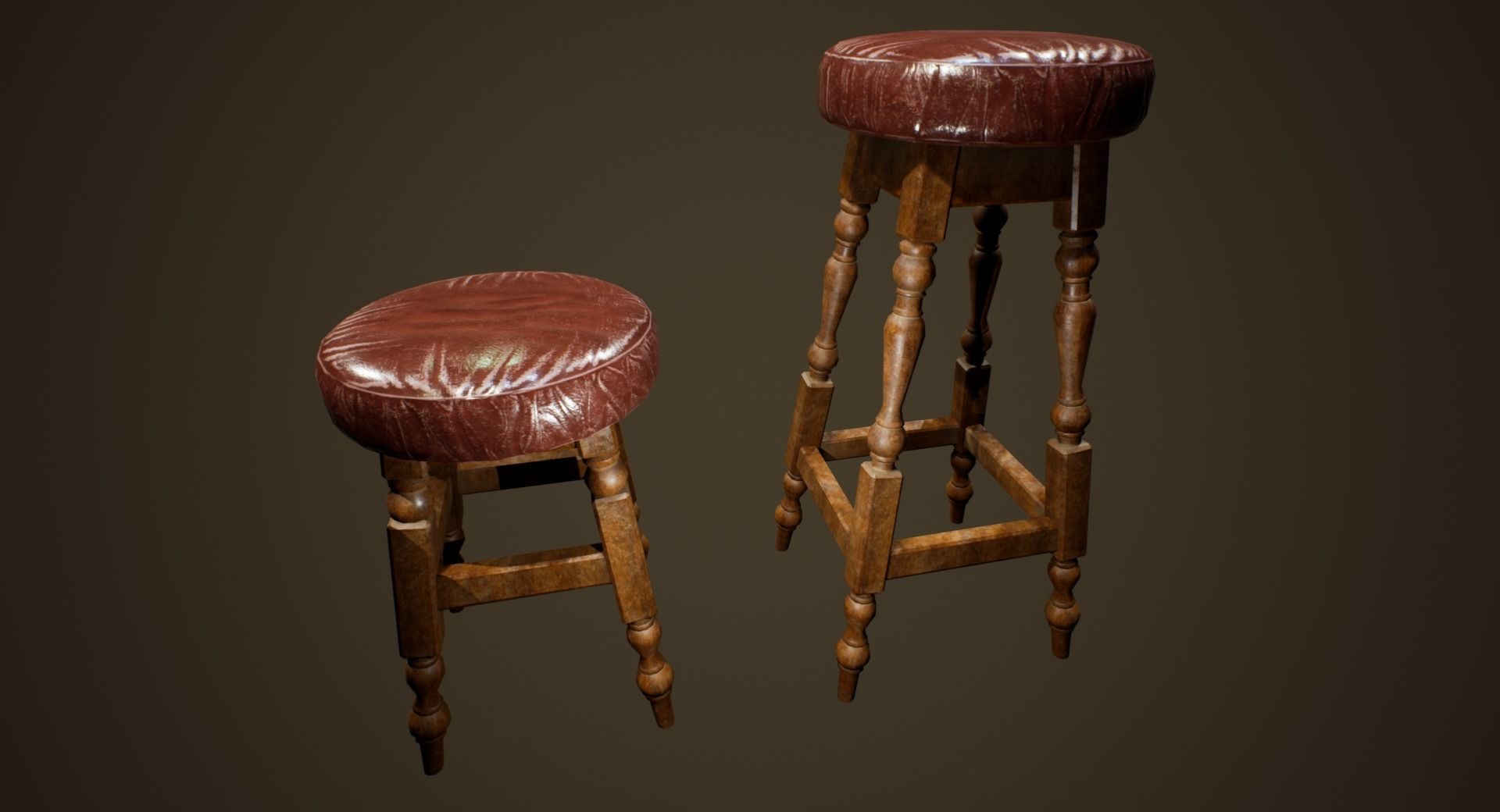 Bar Chairs - PBR Game Ready Low-poly 3D model_3