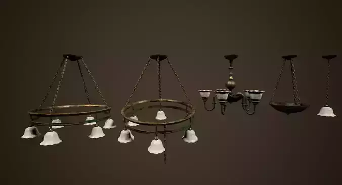 Antique Chandelier - PBR Game Ready Low-poly 3D model