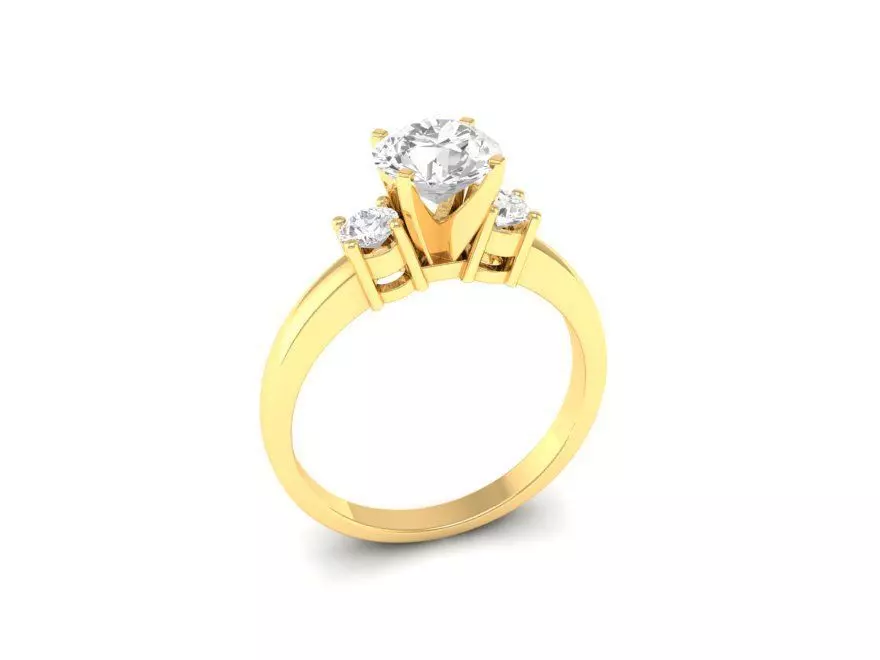 Classic Solitaire Diamond Women Ring Gold Jewelry 3D Model 62 3D print model