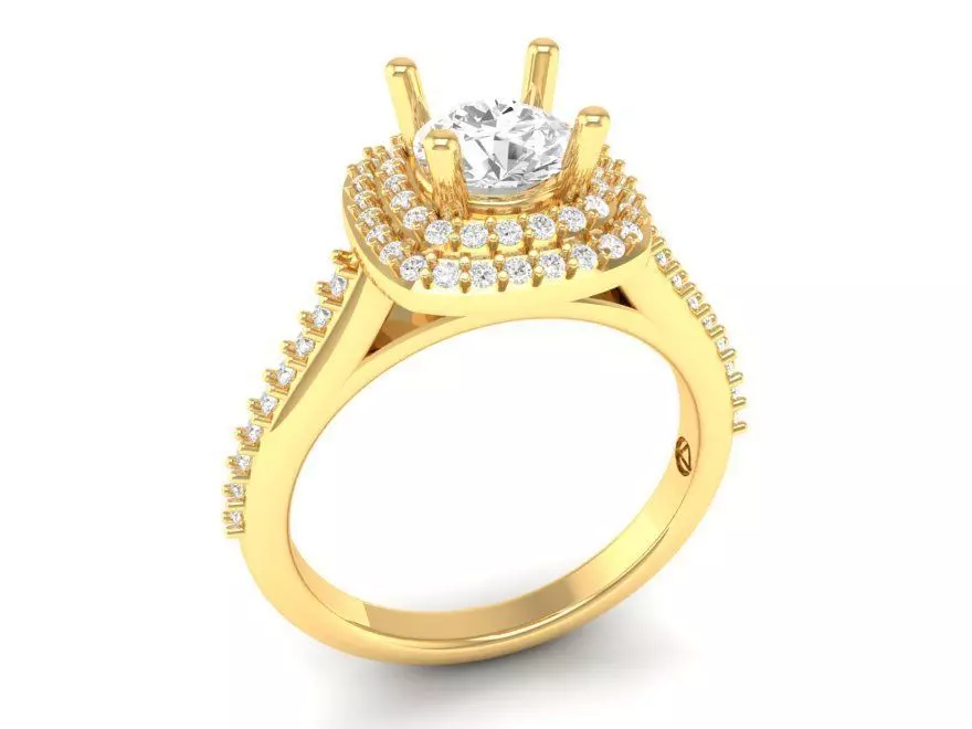 Luxury Double Halo Diamond Engagement Ring 66 3D print model