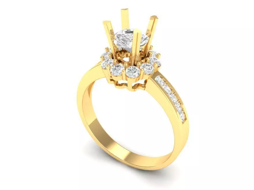 Luxury Floral Halo Diamond Engagement Ring 67 3D print model