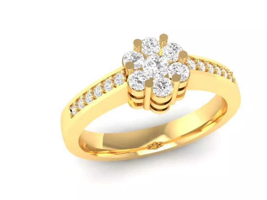 Luxury Floral Diamond Cluster Ring 72 3D print model