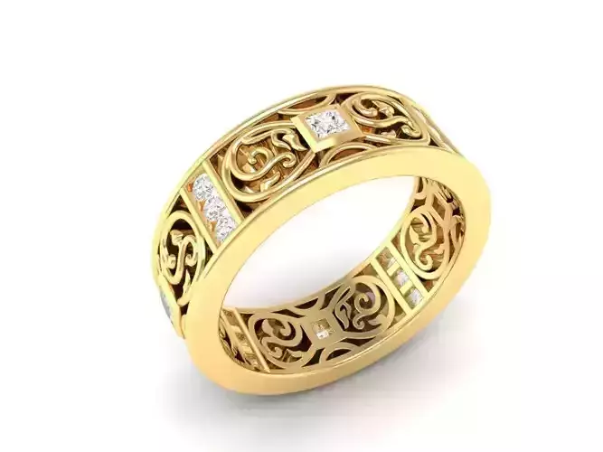Elegant Filigree Pattern Band Ring for Women 73