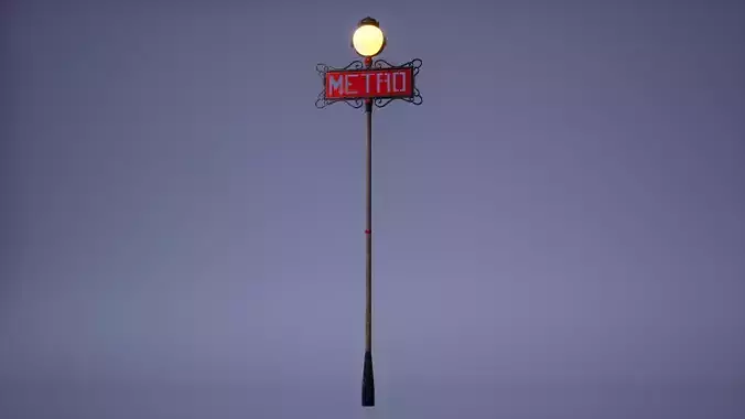 Metro Sign Low Poly Game Ready 