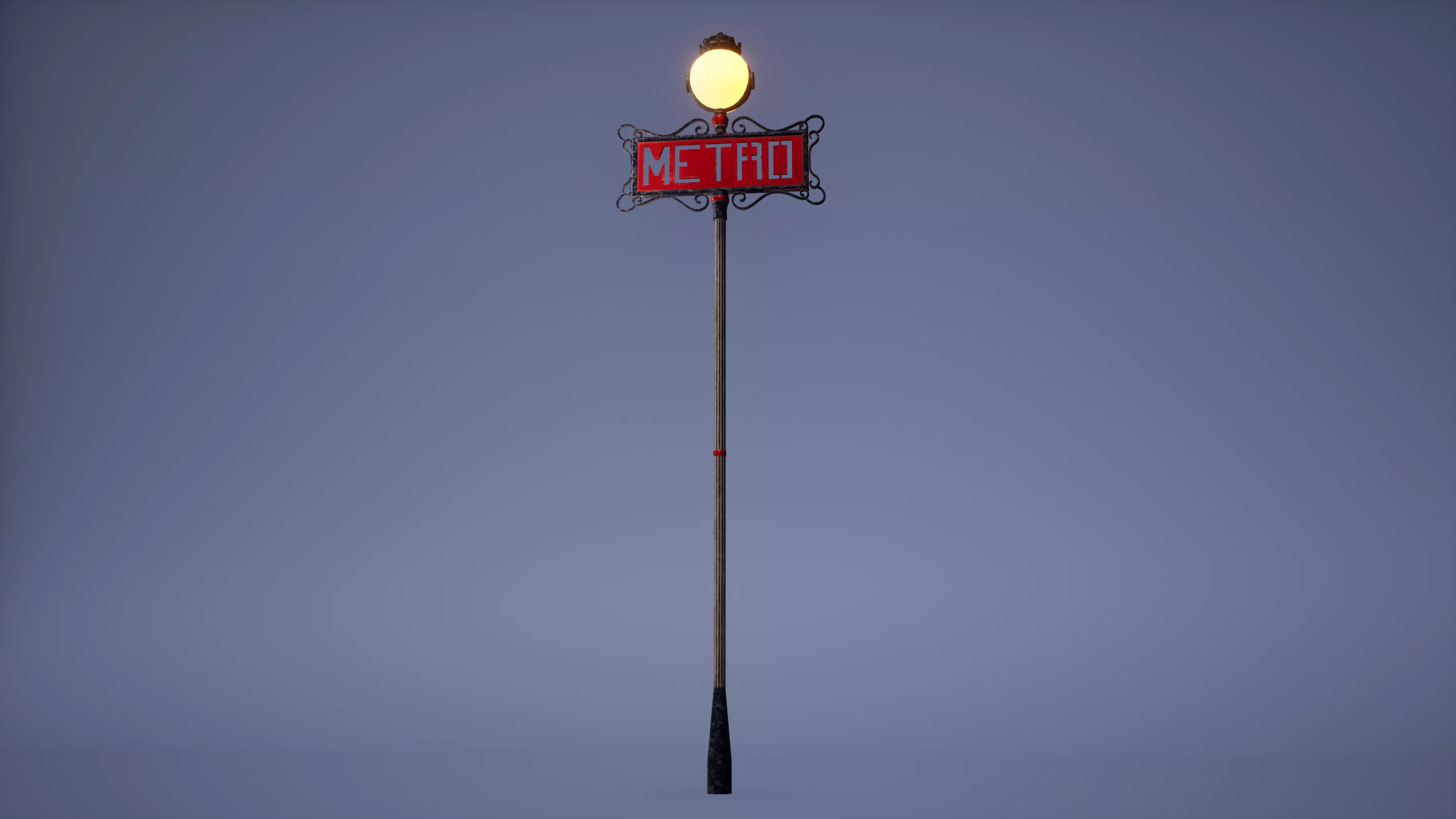 Metro Sign Low Poly Game Ready Low-poly 3D model