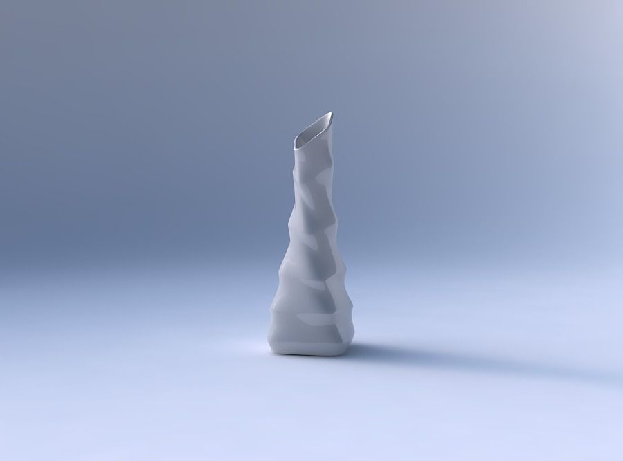 Vase twisted squeezed and bent rectangle 2 helix with horizon... 3D print model_4