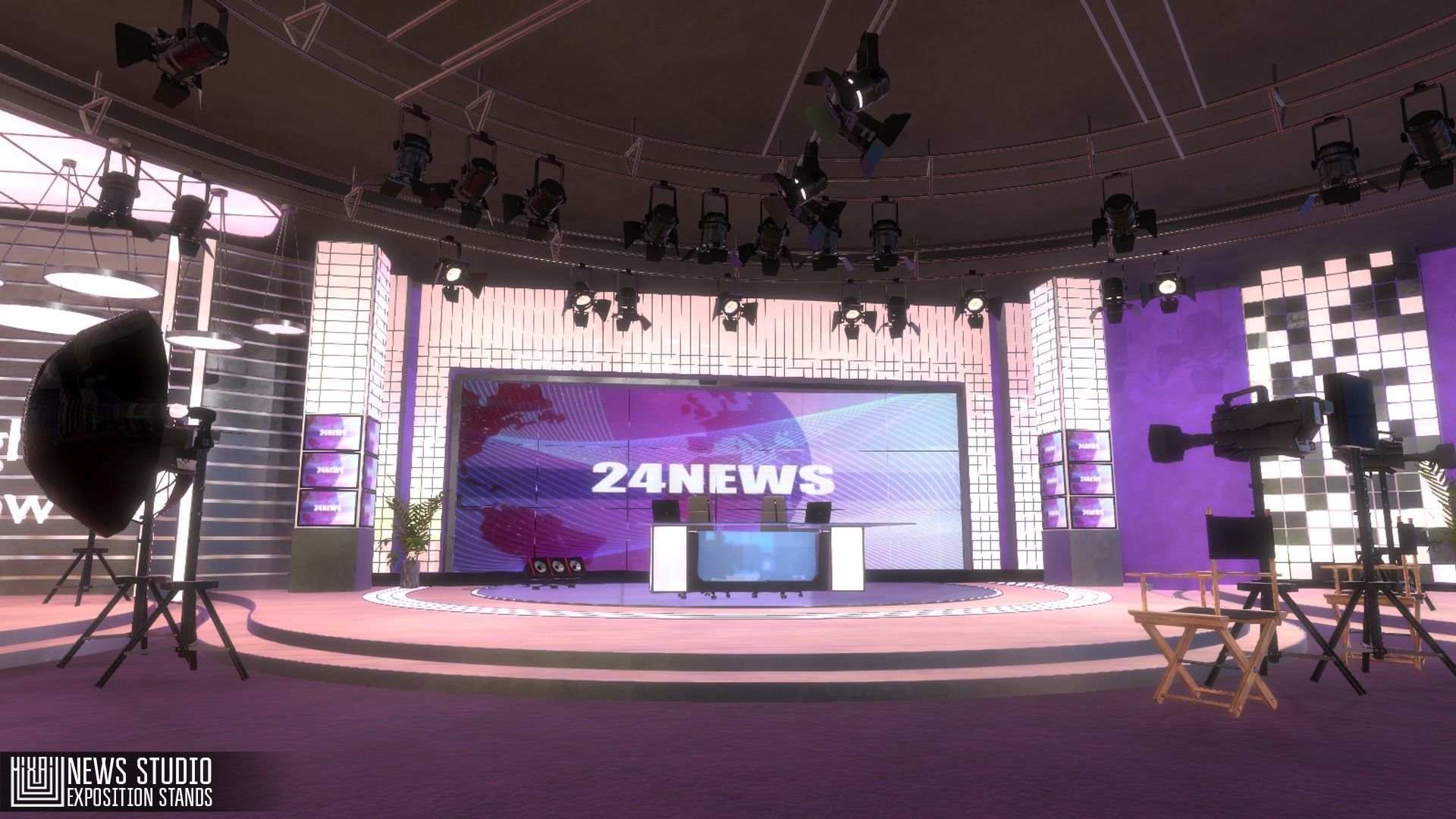 News studio - exposition stands Low-poly 3D model_12