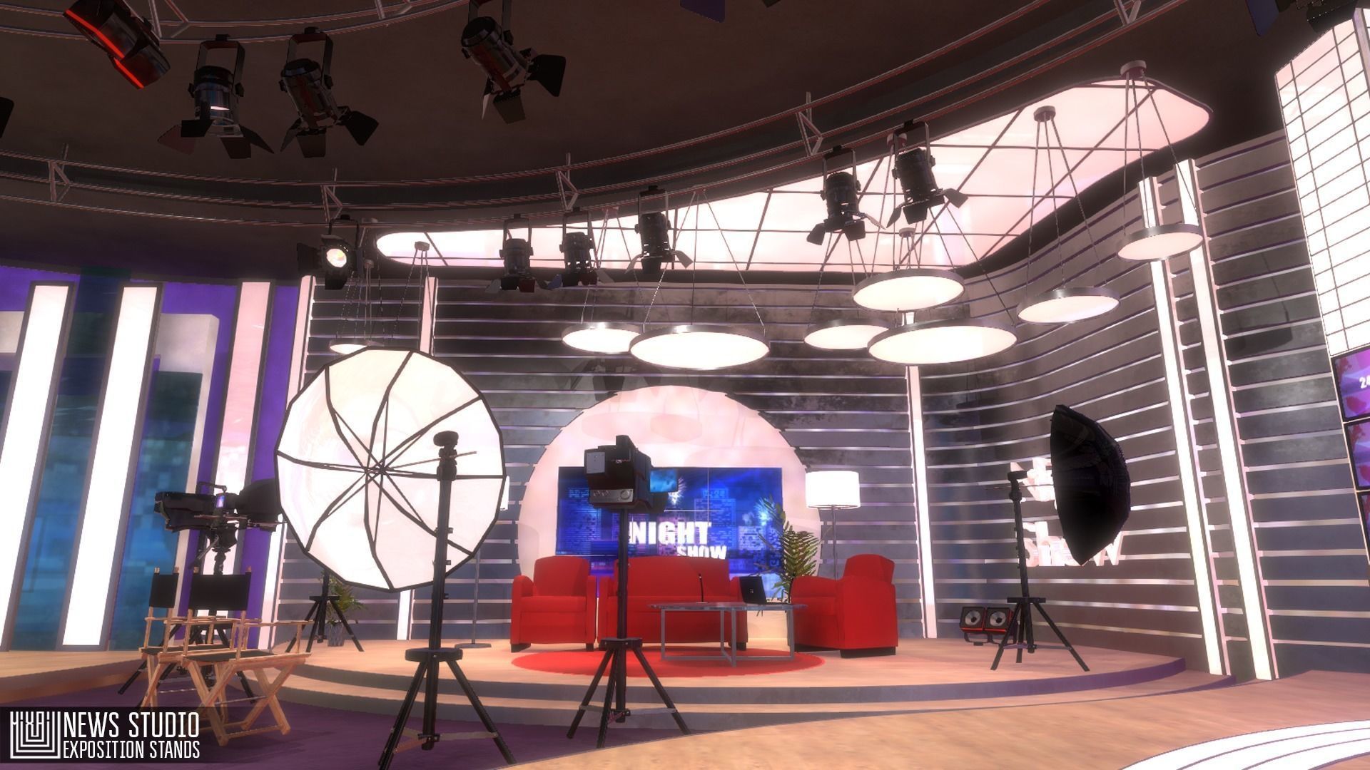News studio - exposition stands Low-poly 3D model_7