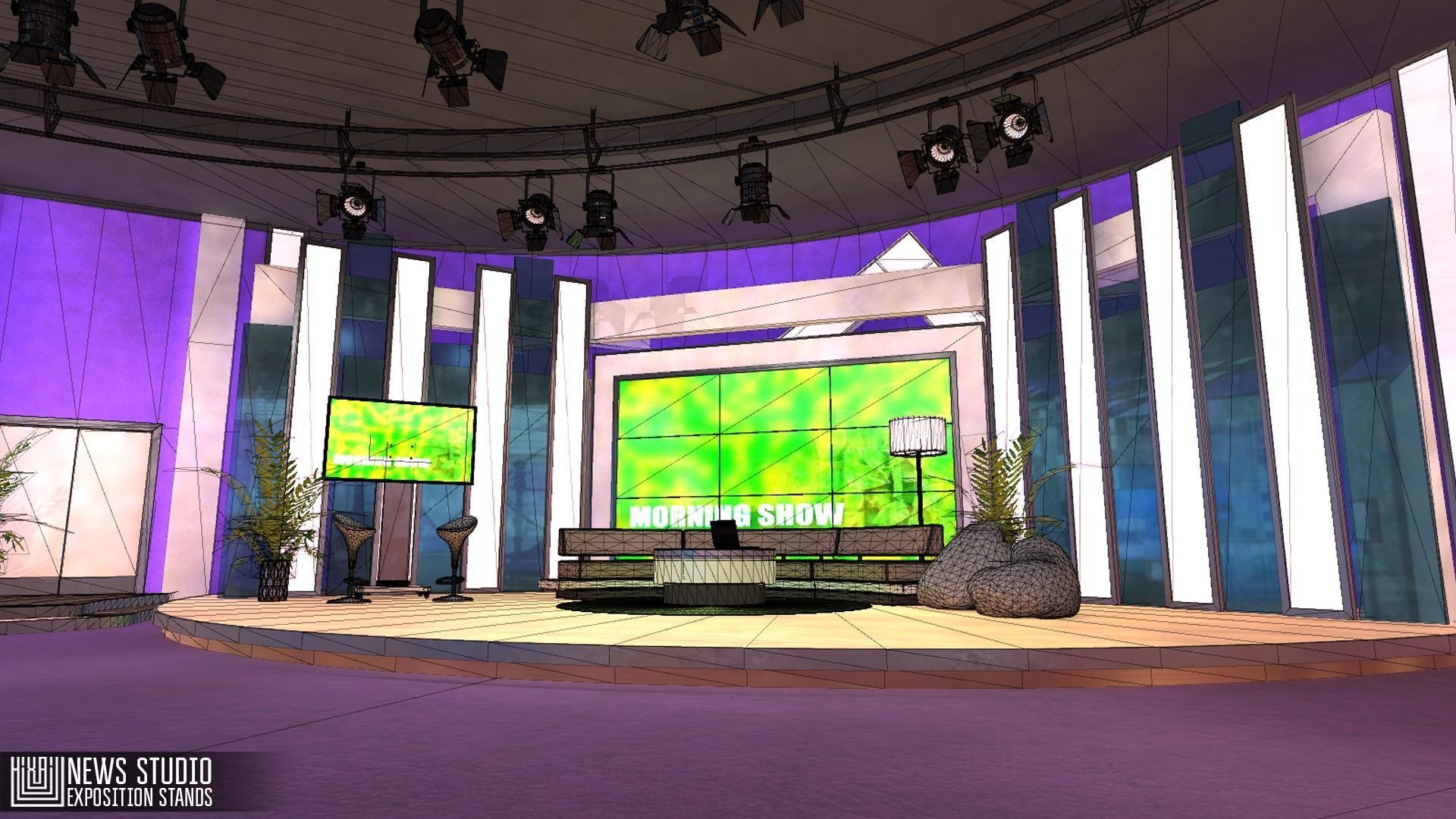 News studio - exposition stands Low-poly 3D model_18