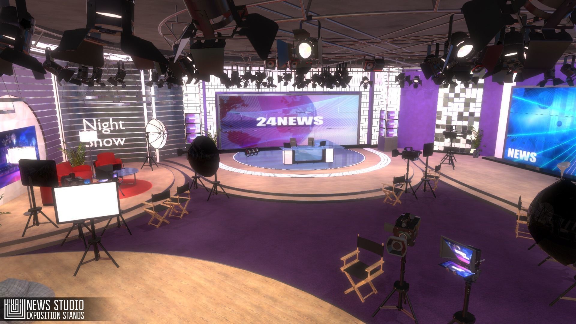News studio - exposition stands Low-poly 3D model_11