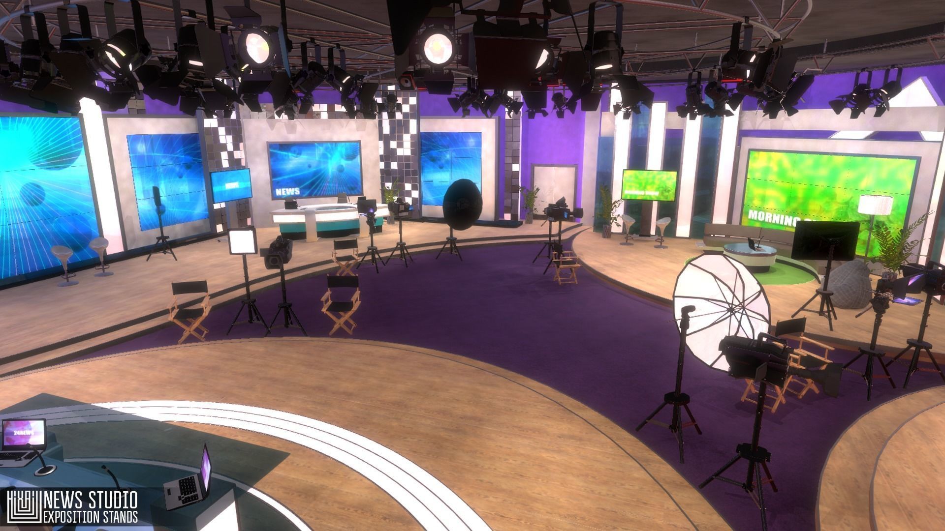 News studio - exposition stands Low-poly 3D model_10