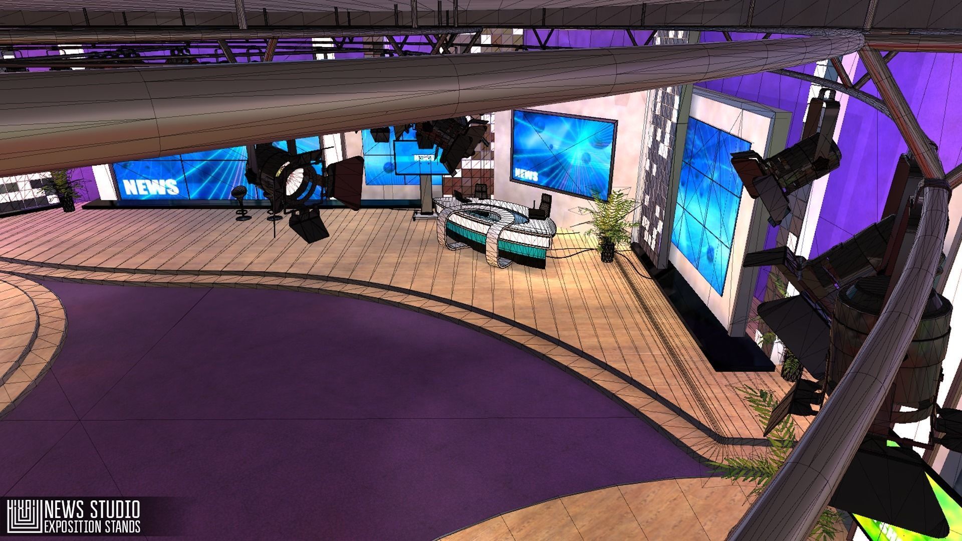 News studio - exposition stands Low-poly 3D model_16