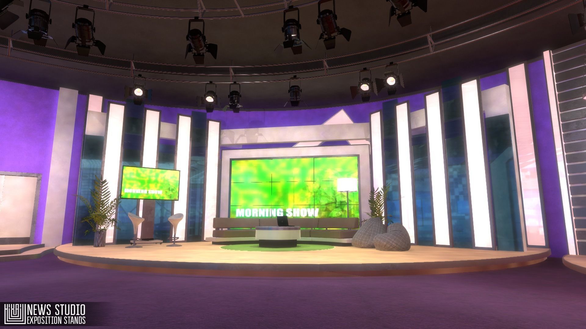 News studio - exposition stands Low-poly 3D model_4