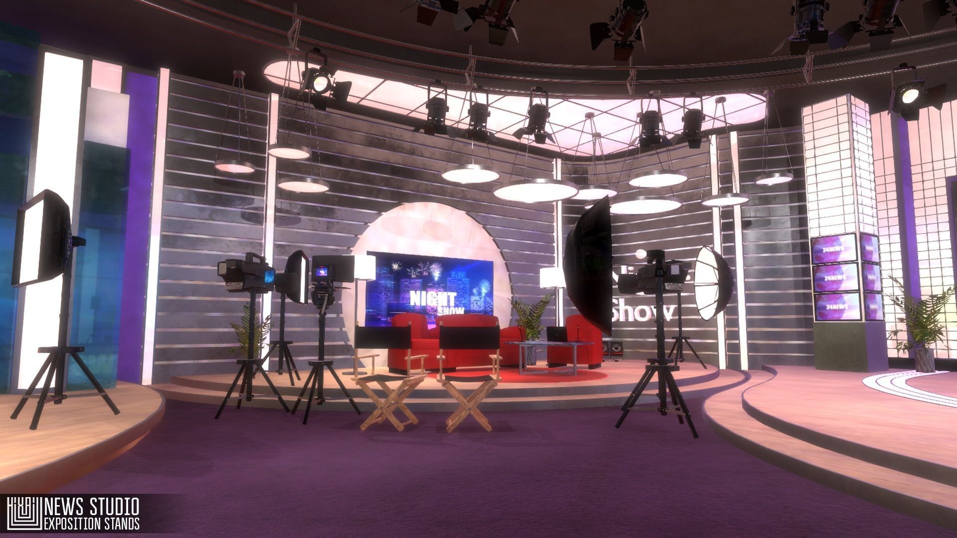 News studio - exposition stands Low-poly 3D model_13