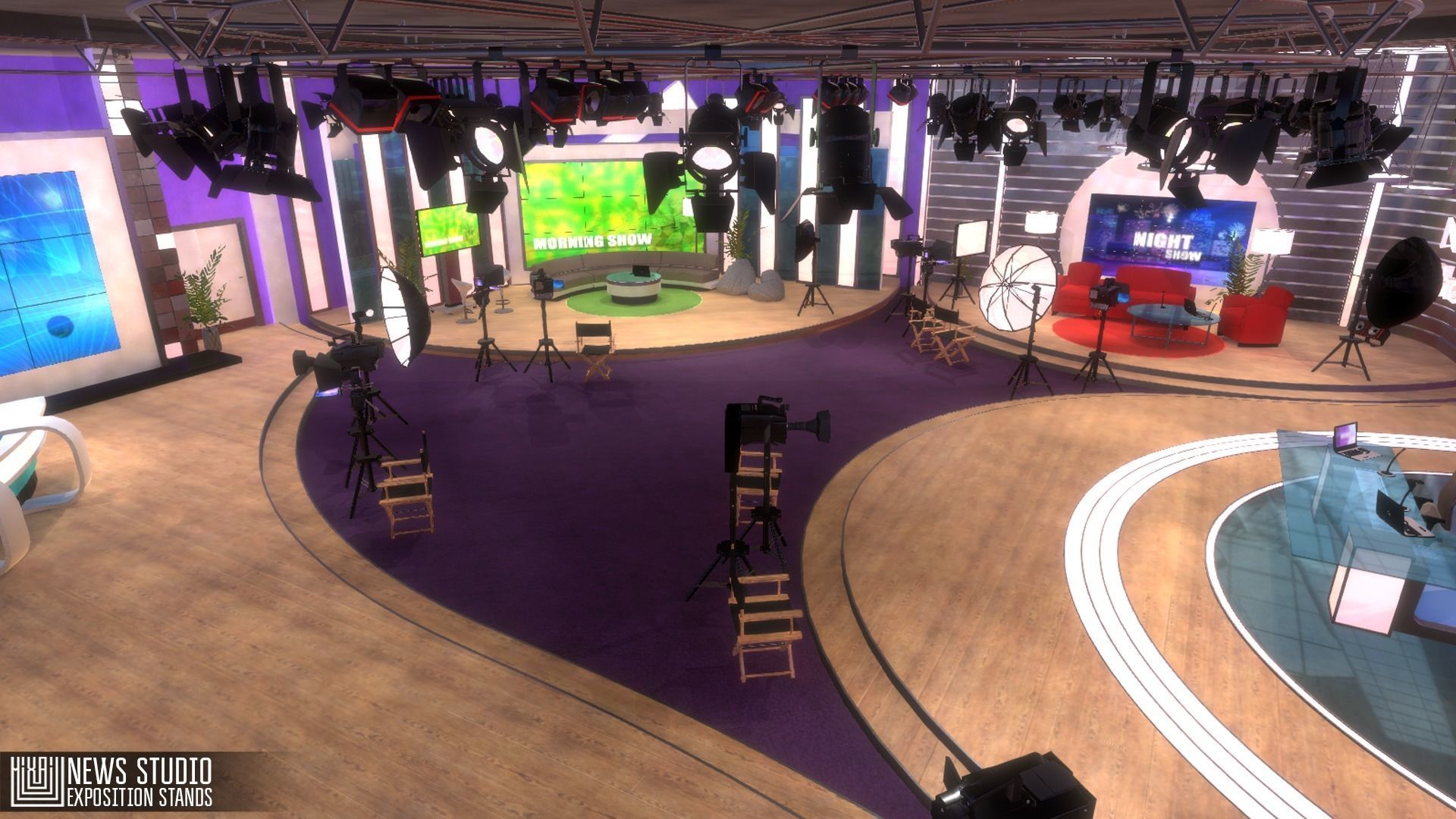 News studio - exposition stands Low-poly 3D model_9
