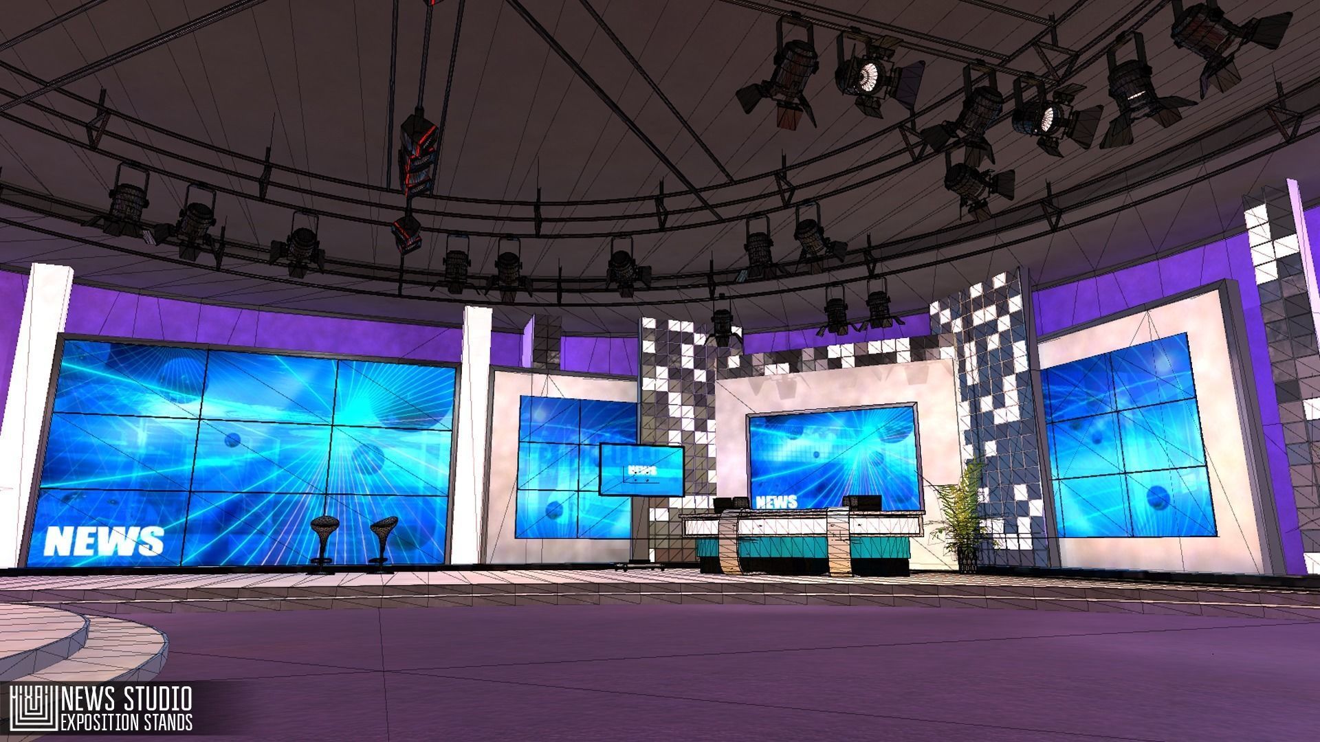 News studio - exposition stands Low-poly 3D model_19