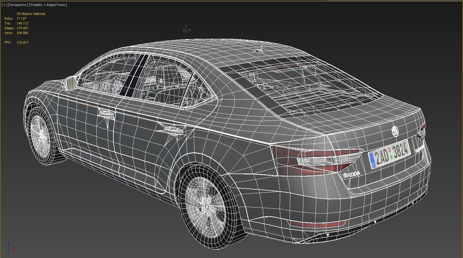 Skoda Superb 2015-2019 Low-poly 3D model_2