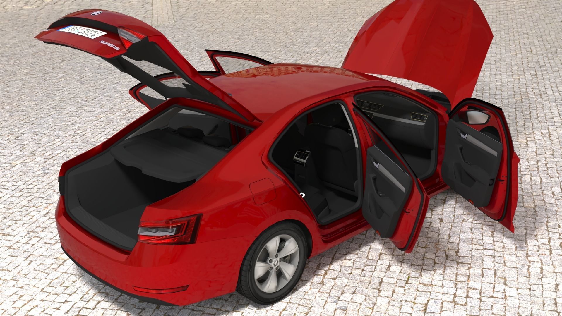 Skoda Superb 2015-2019 Low-poly 3D model_13