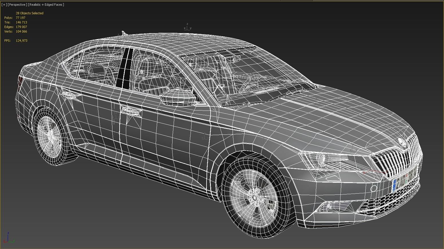 Skoda Superb 2015-2019 Low-poly 3D model_1