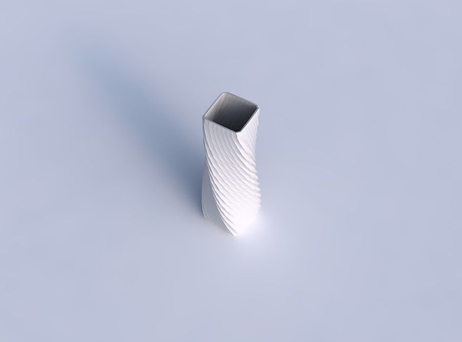 Vase twisted rectangle with twisted diagonal grid pattern 3D print model_1