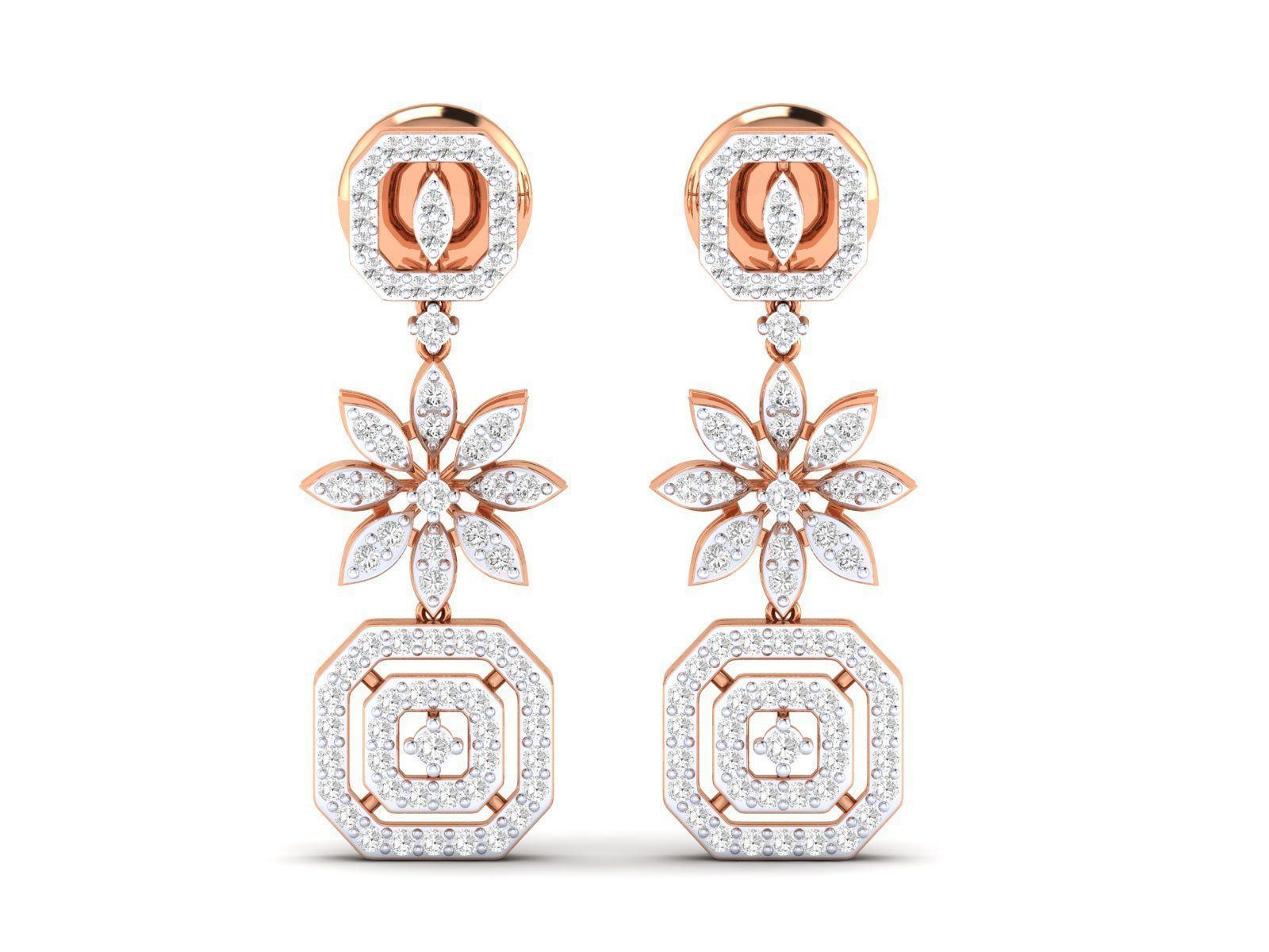 Women Earrings 3dm stl render detail
