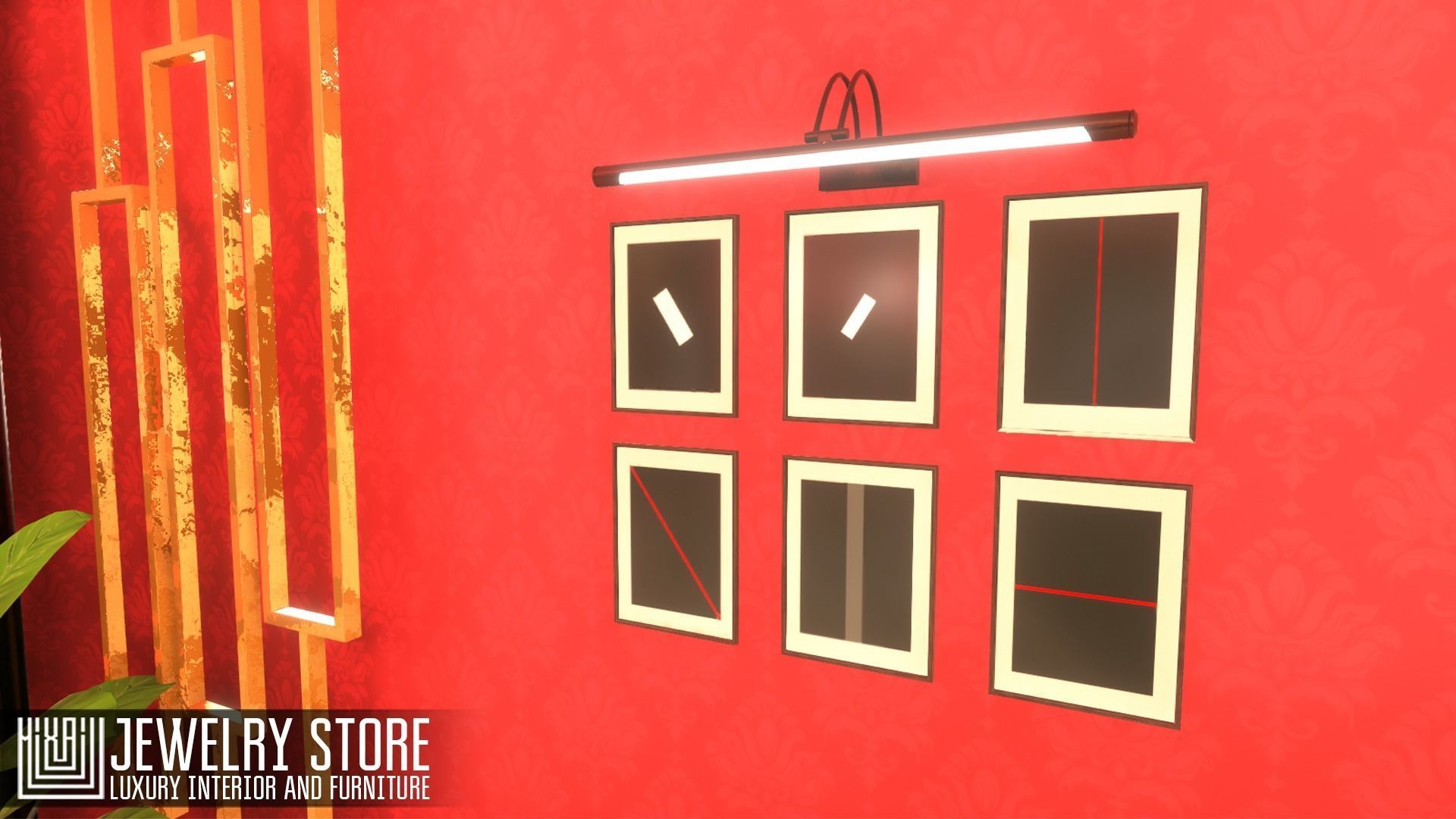 Jewelry store - luxury interior and furniture Low-poly 3D model_7